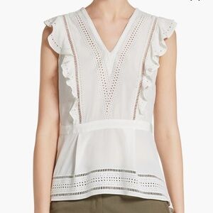 Veronica Beard White Eyelet Blouse